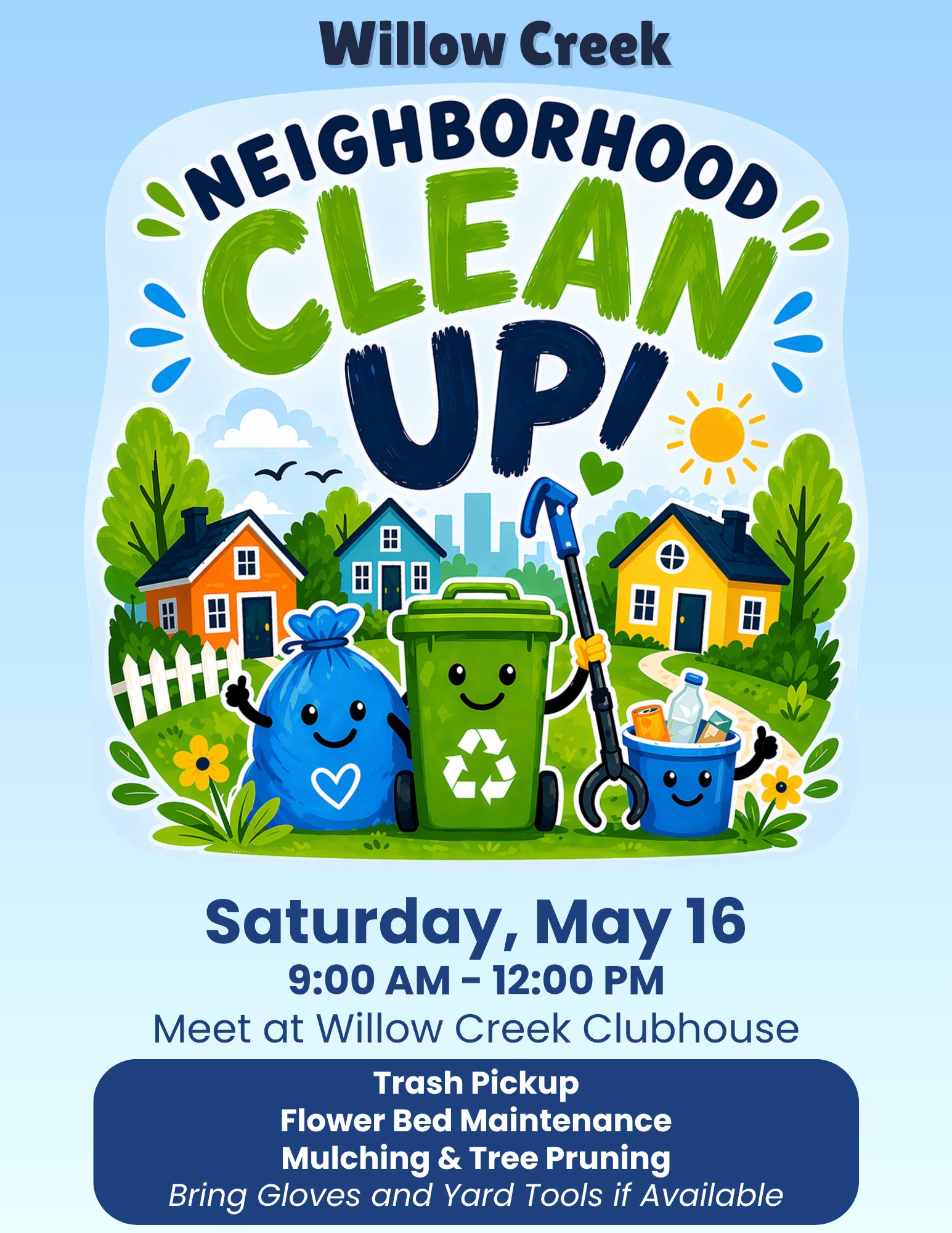 Neighborhood Clean up Flyer Template | Community Clean up Flyer | HOA ...