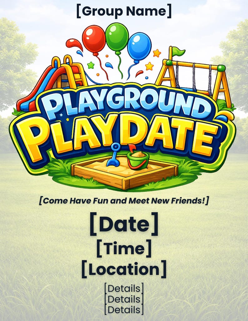 Playground Playdate Flyer Template | Kids Playdate Event Flyer | Summer ...