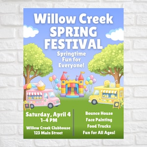 Spring Festival Flyer Template | Editable Canva Event, School Fair (Digital Download)