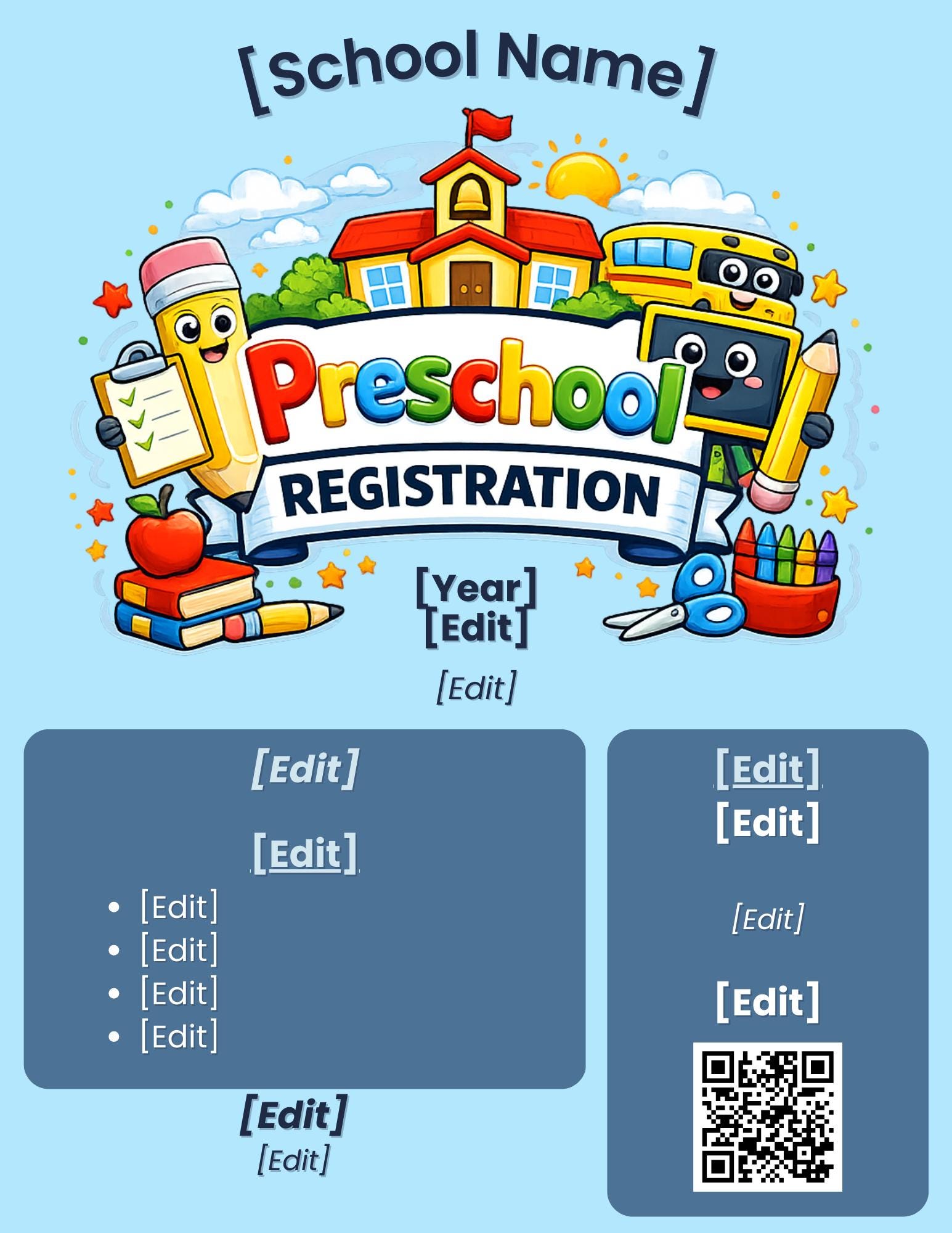 Preschool Registration Flyer Template | Editable School Enrollment ...