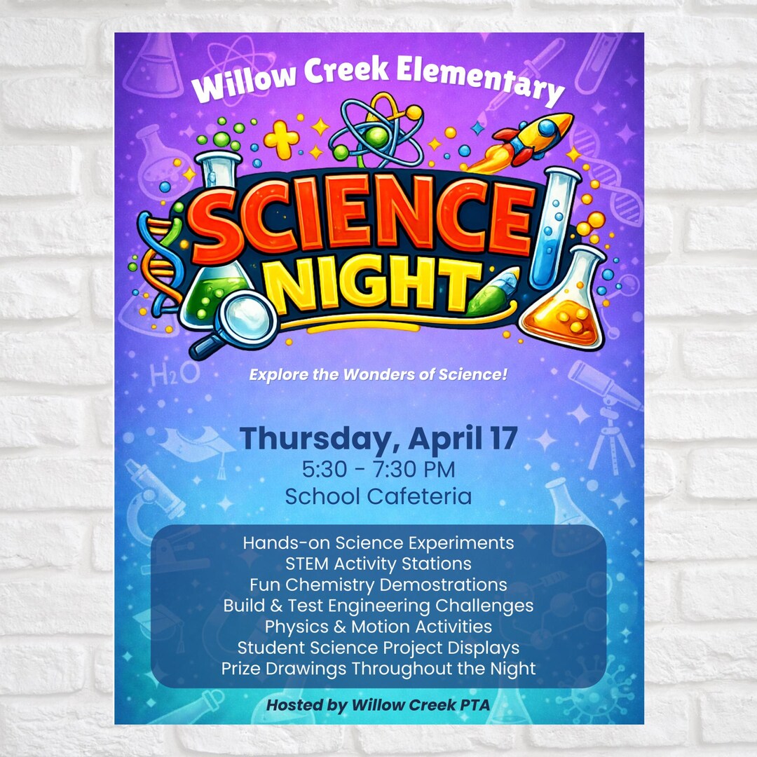 Science Flyer Frame Science Night Flyer Template | Family Science Night Flyer | School STEM ...