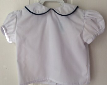 Girls 4-6X White Piped Collar Blouse by Funtasia Too