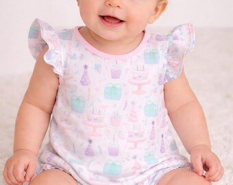 Manga burbuja con volantes de cumpleaños, primer cumpleaños de niña, personalizada, monograma
