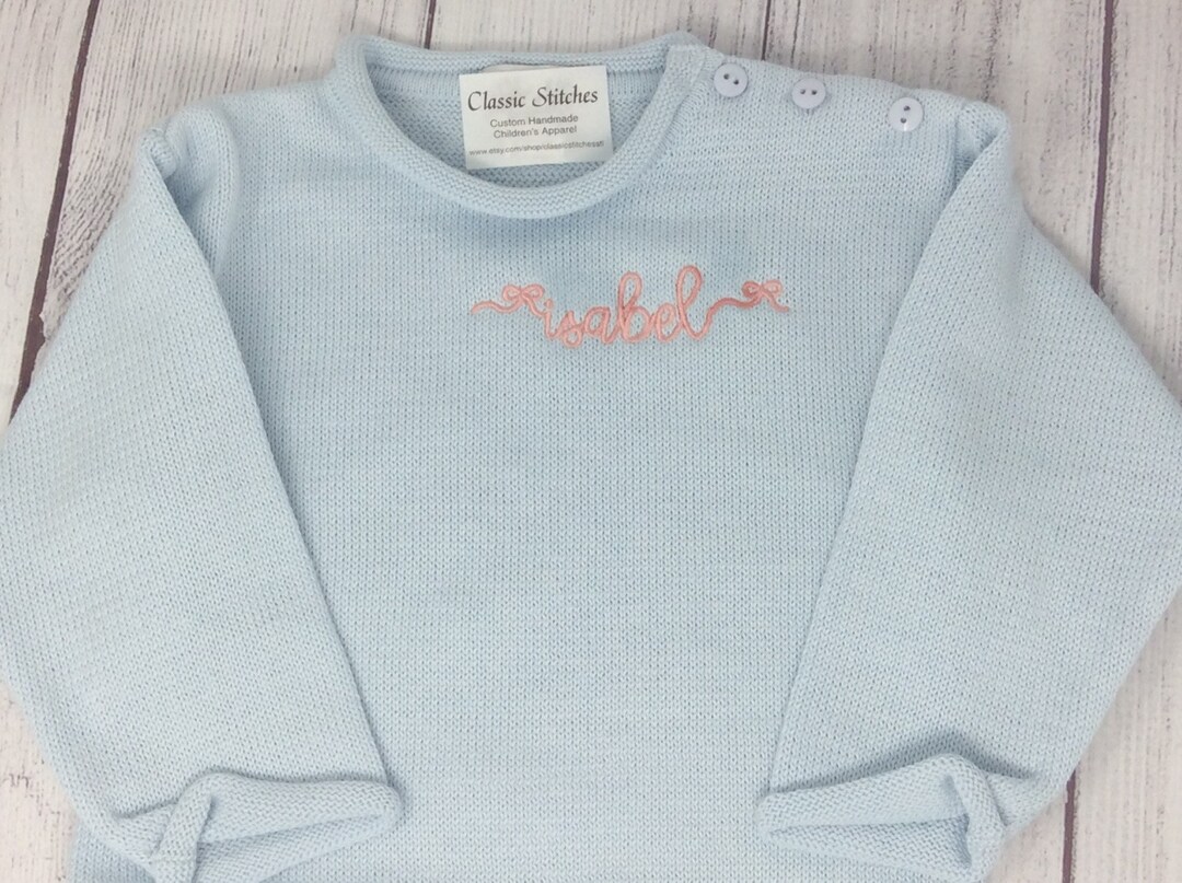 Rollneck Monogrammed Sweater Kids Child Girls Preppy Monogram Boys ...