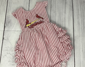 Cardinals Toddler Girl Bubble, Baseball Romper