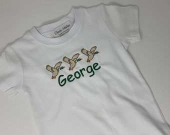 Mallard Duck Shirt, Tee Shirt/ Short Sleeved KNIT/Boy Knit Shirt, Baby Peter Pan Unisex Bodysuit