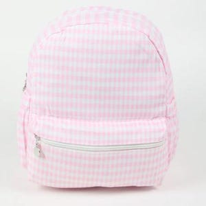 Pink Gingham Backpack, Duffle Bag, Sports Bag, Personalized, Embroidery, Kids Sleepover Bag, Seersucker Kids Travel, Matching Set, lunch bag