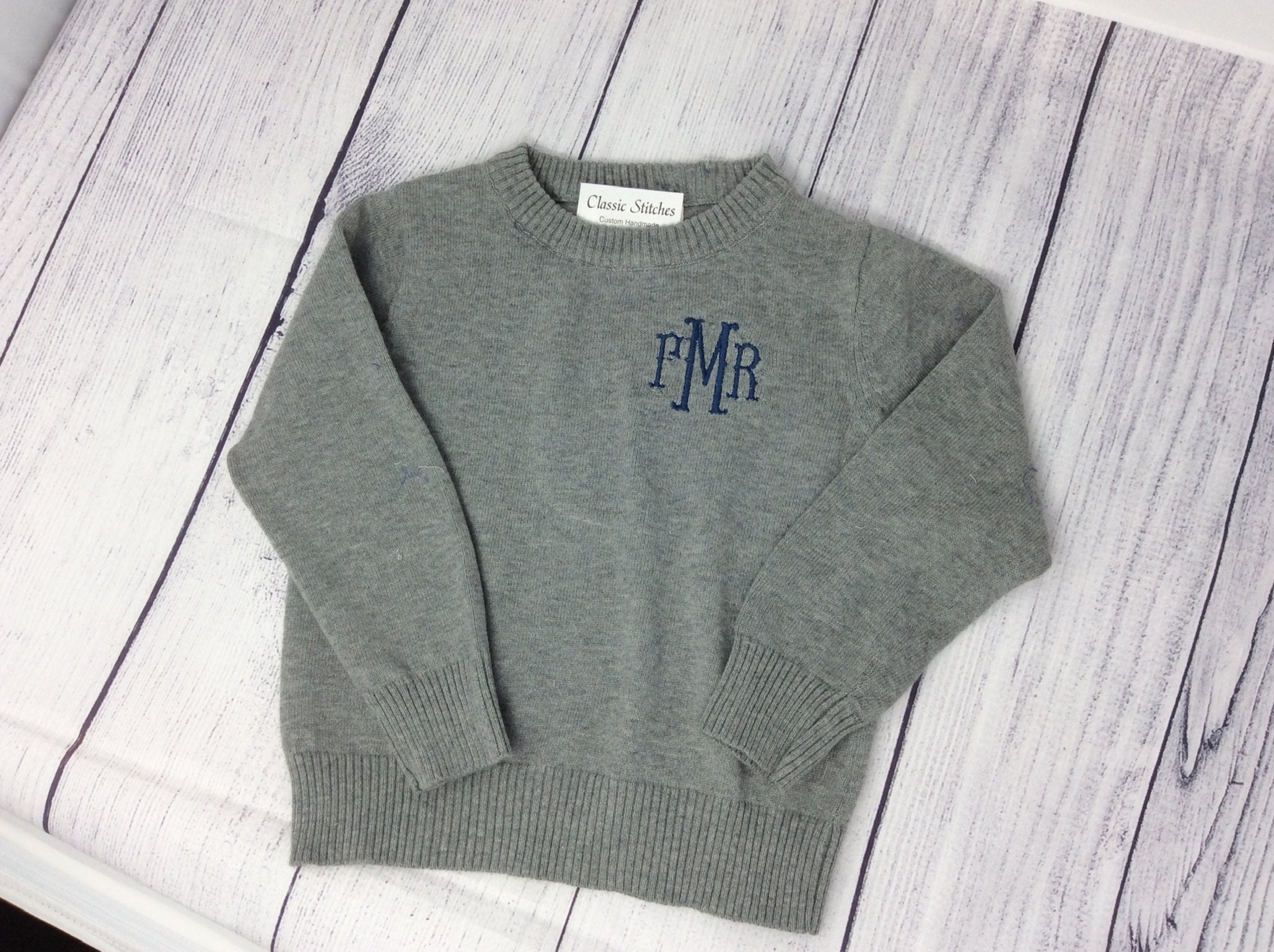 Classic Crewneck Monogram Sweater Kids Preppy Unisex Etsy