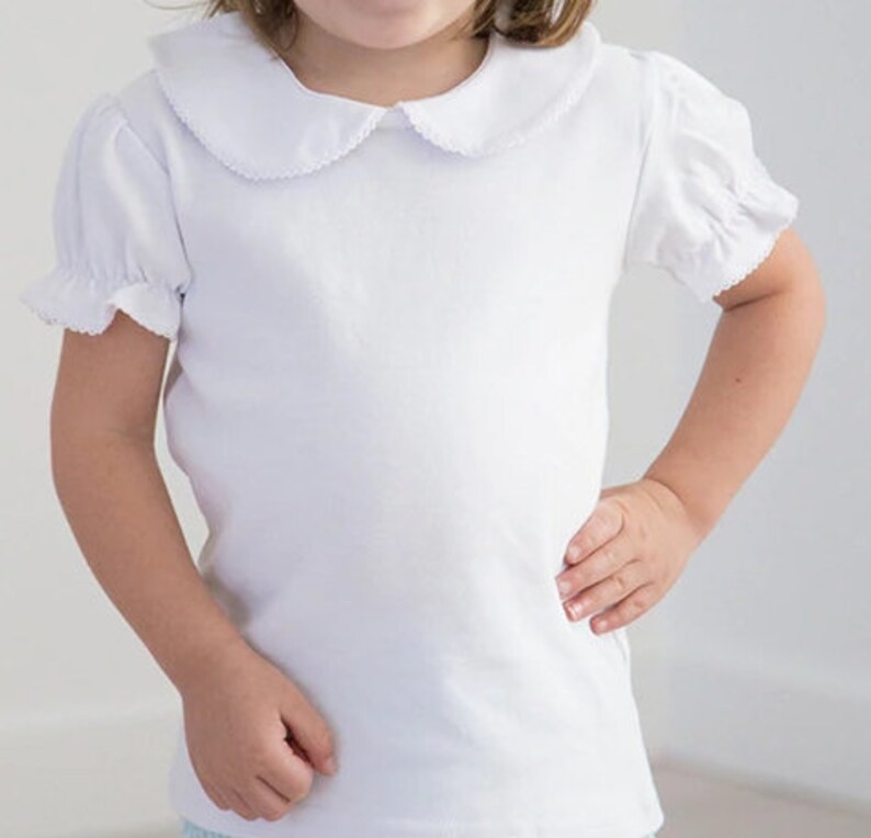 Peter Pan Collar Shirt/ Short Sleeved KNIT/Long Sleeve/ Collar Name/Kids/Children/Personalized/Monogram bild 4