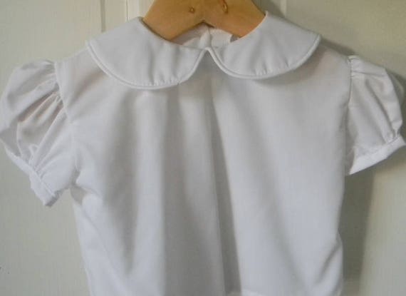 Near white uniform blouses peter pan collar modest designer dryer