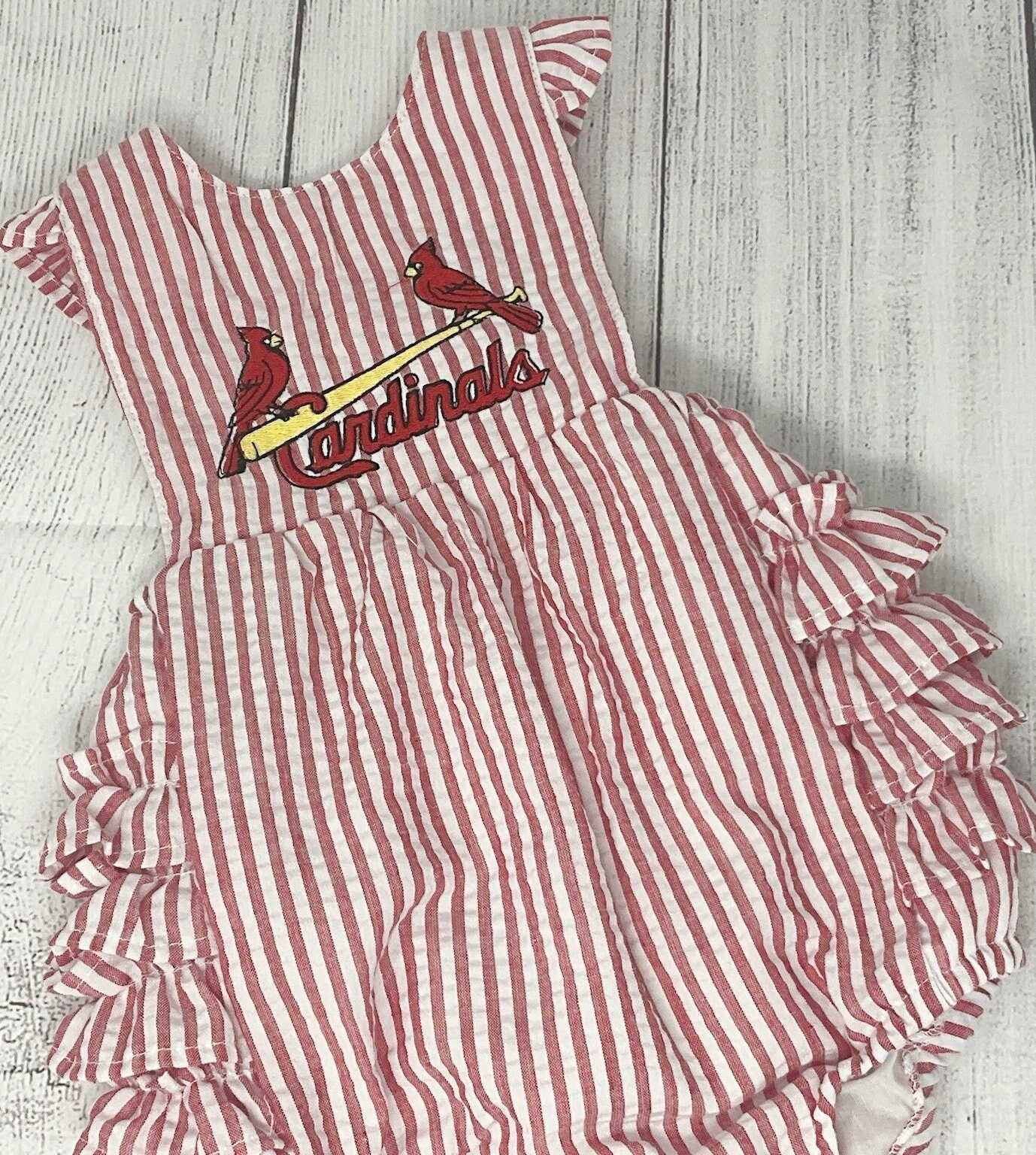Girls Infant White/Red St. Louis Cardinals Sweet Spot Three-Piece Bodysuit Skirt & Booties Set