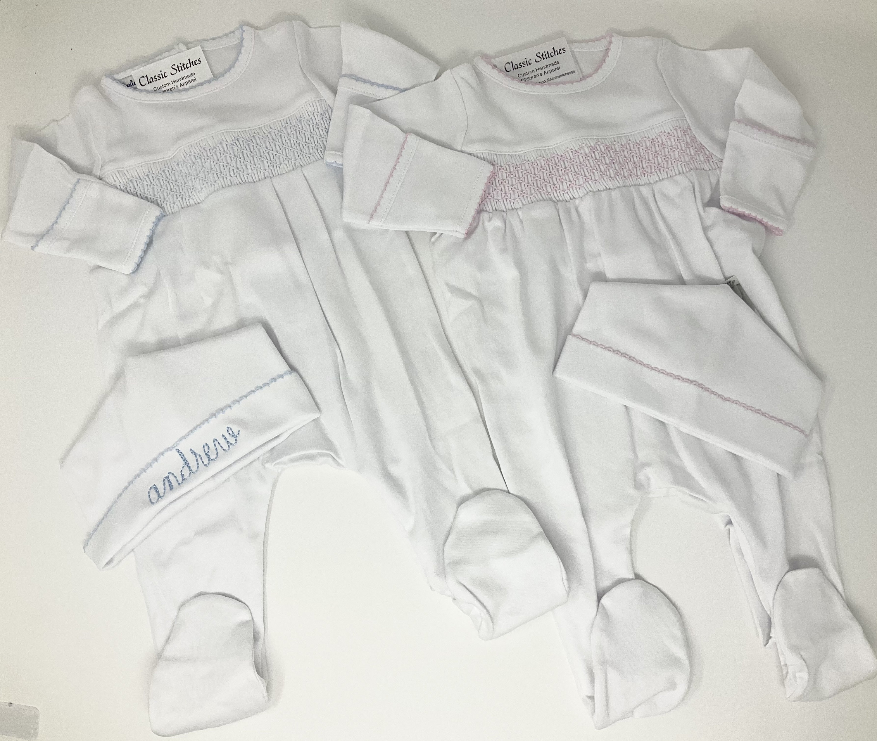 Coming Home Footie, Smocked Sleeper, Monogram Newborn Outfit, New Baby Gift, Preemie Size, Pima Cotton