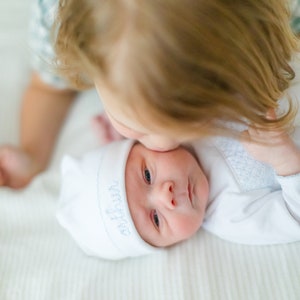 Coming Home Footie, Smocked Sleeper, Monogram Newborn Outfit, New Baby Gift, Preemie Size, Pima Cotton