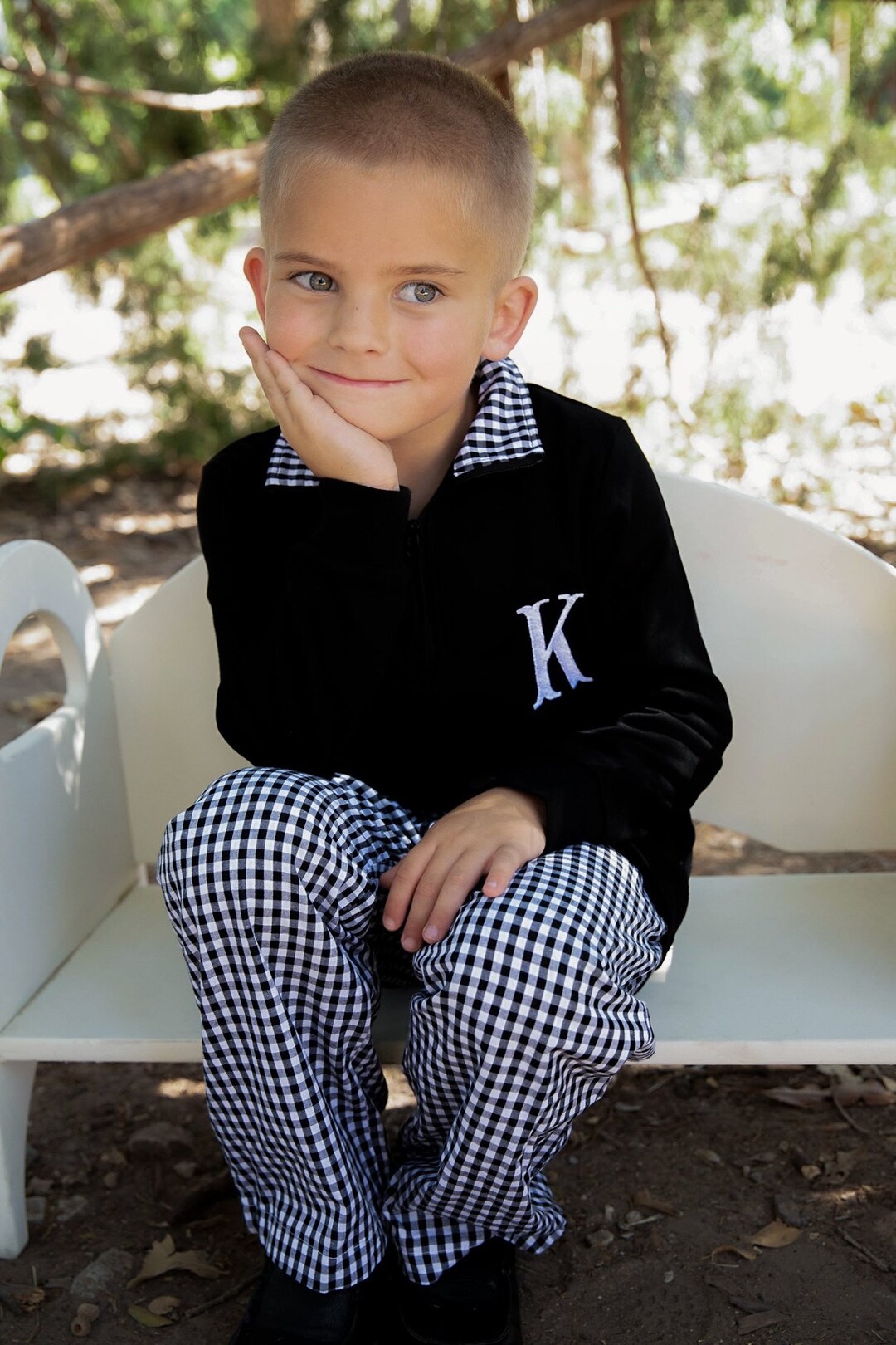 Boy Pants Set/monogram Boy/personalized Pants Set/gingham Etsy