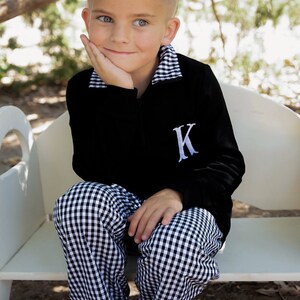 Boy Pants Set/Monogram Boy/Personalized Pants Set/Gingham Pants Boy
