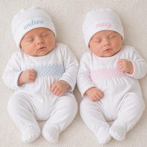 Coming Home Footie, Smocked Sleeper, Monogram Newborn Outfit, New Baby Gift, Preemie Size, Pima Cotton