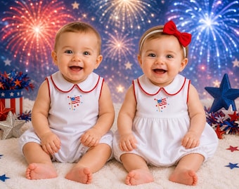 July 4 Baby Boy, Girl Bubble, Personalized, Patriotic, Flag design