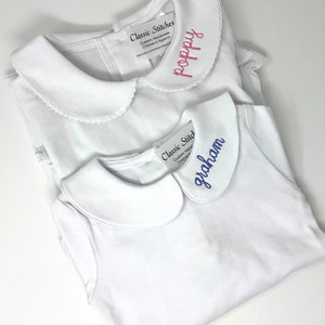 Peter Pan Collar Shirt/ Short Sleeved KNIT/Long Sleeve/ Collar Name/Kids/Children/Personalized/Monogram