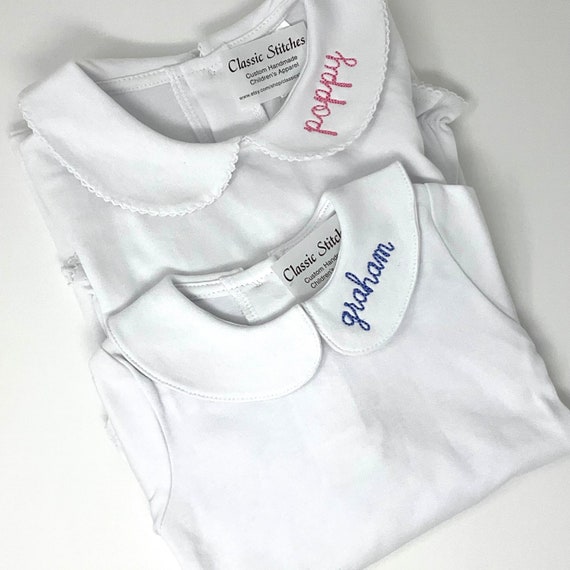 Peter Pan Collar Shirt/ Short Sleeved KNIT/Long Sleeve/ Collar Name/Kids/Children/Personalized/Monogram