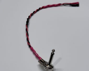 Vintage Fender Style Combo Speaker Cable Cord, 1/4” Right Angle, .205” Spade Terminal (bare ends available) 18AWG, Black/Red