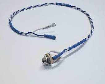Chicote de fiação para cabine simples, cabo de alto-falante estilo vintage, conector Switchcraft de 1/4”, terminal de pá de 0,205” (extremidades desencapadas disponíveis) Azul/Branco