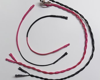 Diagrama de chicote de fiação nº 1 para caixas acústicas Quad, Single Cab / 4x12 / 4x10, conexão em série e paralelo, cabo de alto-falante estilo vintage, conector Switchcraft de 1/4”.