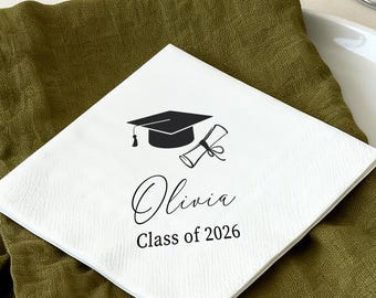 Personalized Graduation Napkins, Custom Cocktail Napkins, Graduation Party Decor