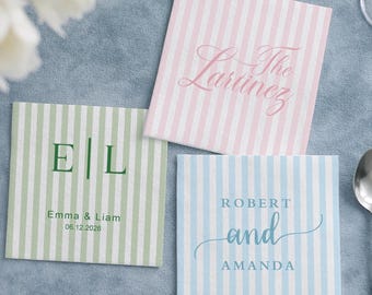 Personalized Wedding Napkins, Custom Monogrammed Cocktail Napkins, Wedding & Engagement Party Decor