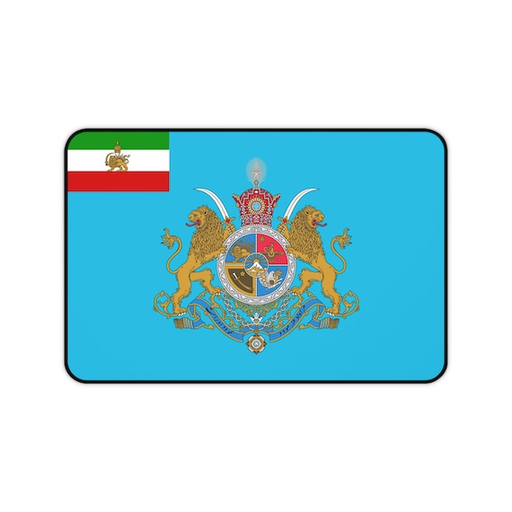 Iran Flag Desk Mat | Pahlavi Dynasty | Lion and Sun | Crown | Imperial | Pahlavi Tricolor
