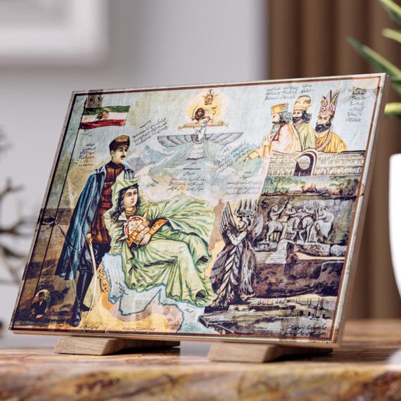 Reza Shah Portrait Ceramic Tile | Aryamehr | Pahlavi | MIGA | Lion and Sun | Faravahar