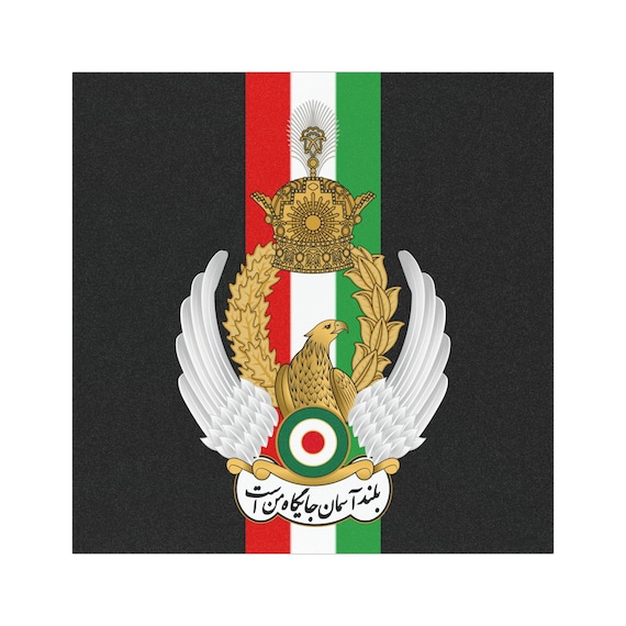 Car Magnet | Persian Eagle Emblem | Black | Tricolor stripe | Lion and Sun