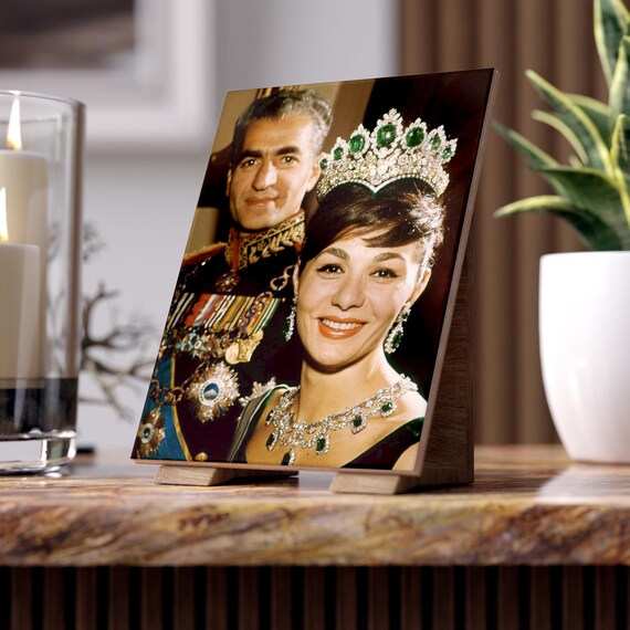 The Shah and Shahbanu Portrait Ceramic Tile | Aryamehr | Pahlavi | MIGA | Lion and Sun