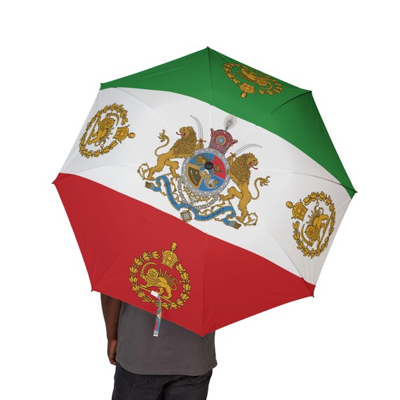 Iran Flag Umbrella | Lion and Sun | Crown | Pahlavi Dynasty Coat of Arms