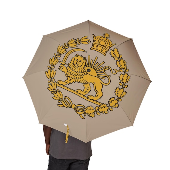Lion and Sun Umbrella | Champagne Parchment | Pahlavi Crown | Persian Crown | MIGA