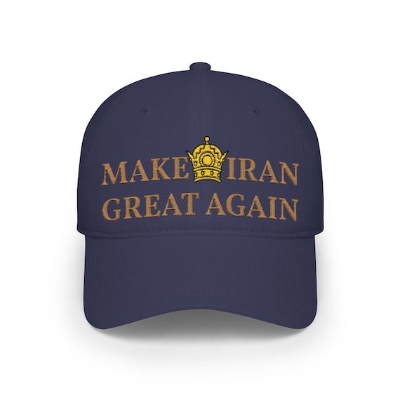 Make Iran Great Again with Crown Old Gold Baseball Cap with Pahlavi Crown | Front Side Embroidery