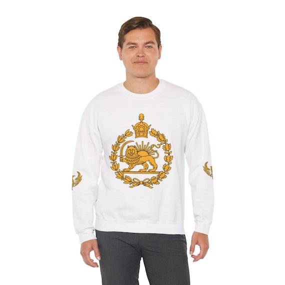 Iran Lion and Sun with Crown Imperial Emblem Sweatshirt With Branded Sleeves