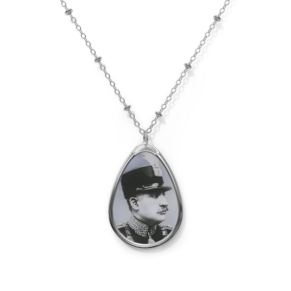 Reza Shah Historical Portrait Pendant | Oval Necklace | Teardrop Pendant | Shah Pendant