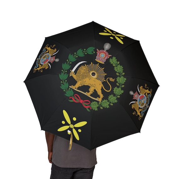 Persian Foldable Umbrella | Imperial | Lion and Sun with Crown | Derafsh e Kaviani