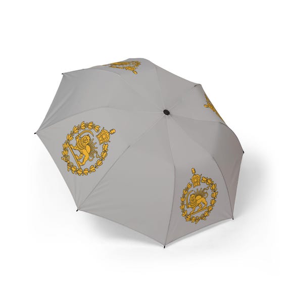 Iran Flag Light Grey Umbrella | Lion and Sun | Crown