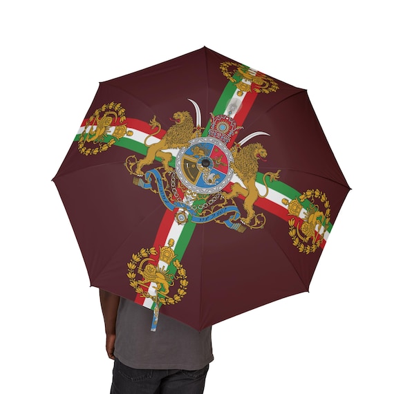 Persian Umbrella | Oxblood Manor | Lion and Sun with Crown | Pahlavi Emblem | Handpicked Design Emblem