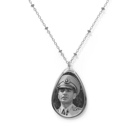 Mohammad Reza Shah Historical Portrait Pendant | Oval Necklace | Teardrop Pendant | Shah Pendant