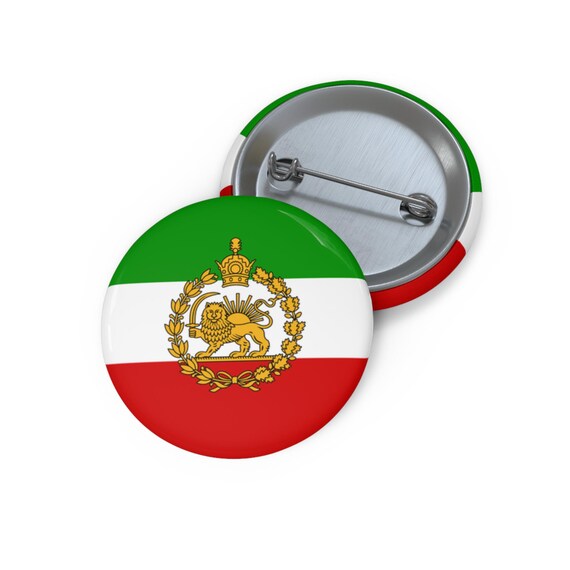 Imperial Iranian Flag Pin Button | Round Political Badge, 1.25 in