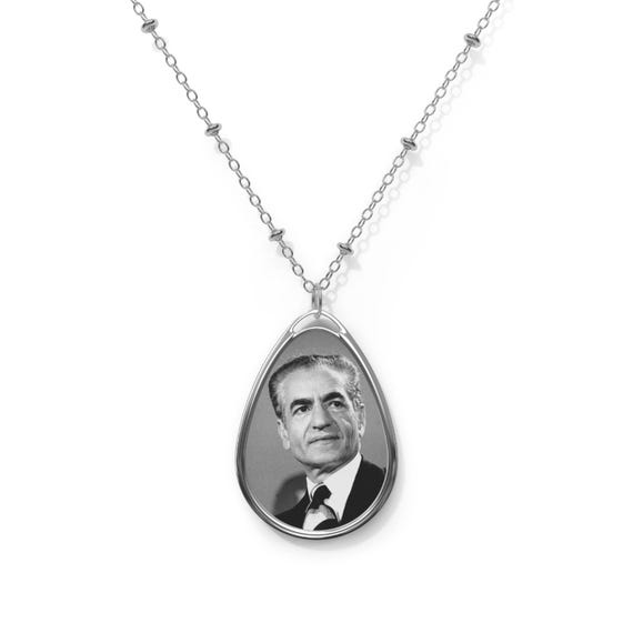 Mohammad Reza Shah Historical Portrait Pendant | Oval Necklace | Teardrop Pendant | Shah Pendant