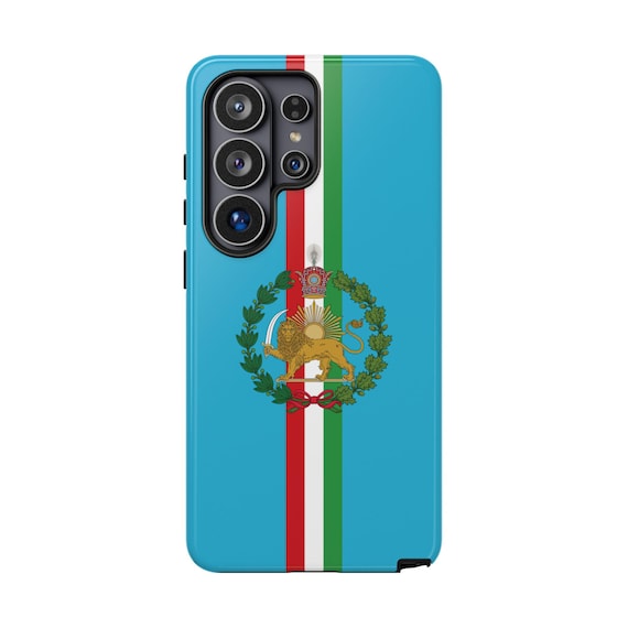 Iran Flag SAMSUNG Case | Lion and Sun | Crown | Turquoise | Traditional Version | Tough Case | Vertical Flag | Imperial