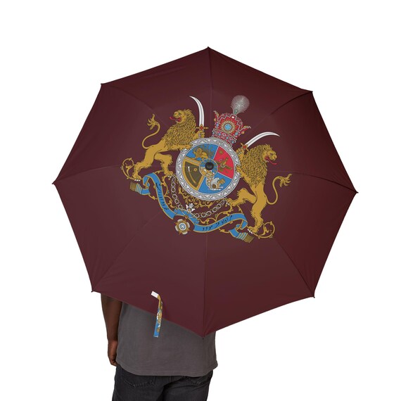 Persian Foldable Umbrella | Oxblood Manor | Pahlavi Emblem