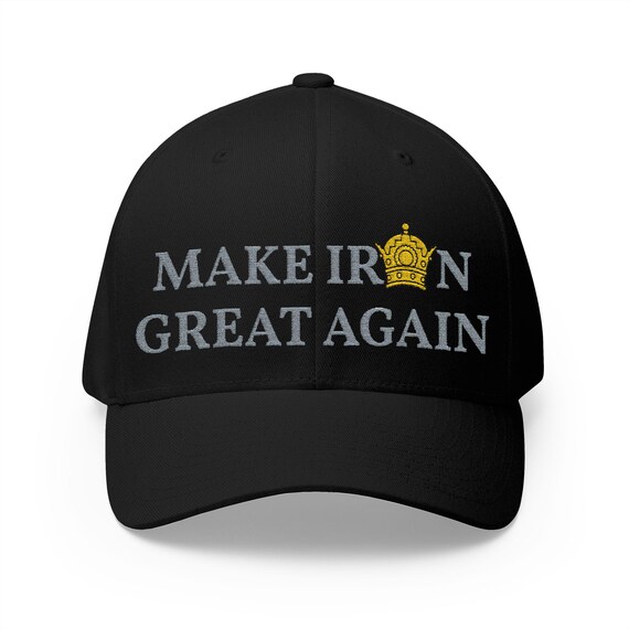 Premium Grey Make Iran Great Again Cap with Crown | Front Side Embroidery