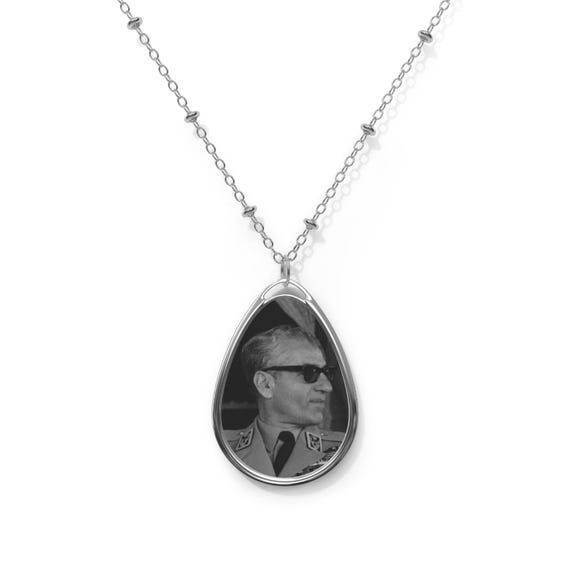 Mohammad Reza Shah Historical Portrait Pendant | Oval Necklace | Teardrop Pendant | Shah Pendant