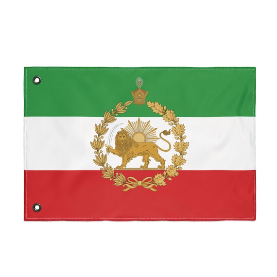 Premium Lion and Sun Double Sided Flag - USA Print | Shir o Khorshid | Traditional Lion | Pahlavi | MIGA | Persian