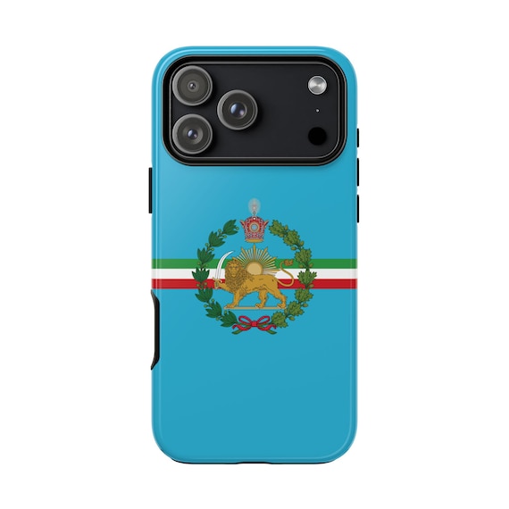 Iran Flag iPhone Case | Imperial Lion and Sun with Crown | Traditional Version | Turquoise Tough Case