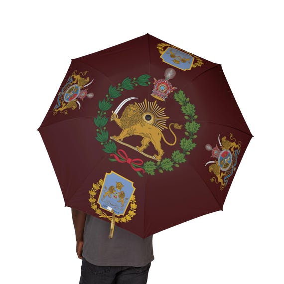 Persian Foldable Umbrella | Imperial | Lion and Sun with Crown | Persian Immortals